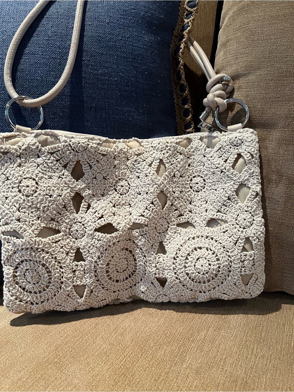New, Crocheted White Shoulder Bag - Lightweight Women’s Handbag